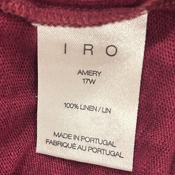 NWT IRO Amery Shoulder Tie T-Shirt in Burgundy 100% Linen Size L - Picture 9 of 12